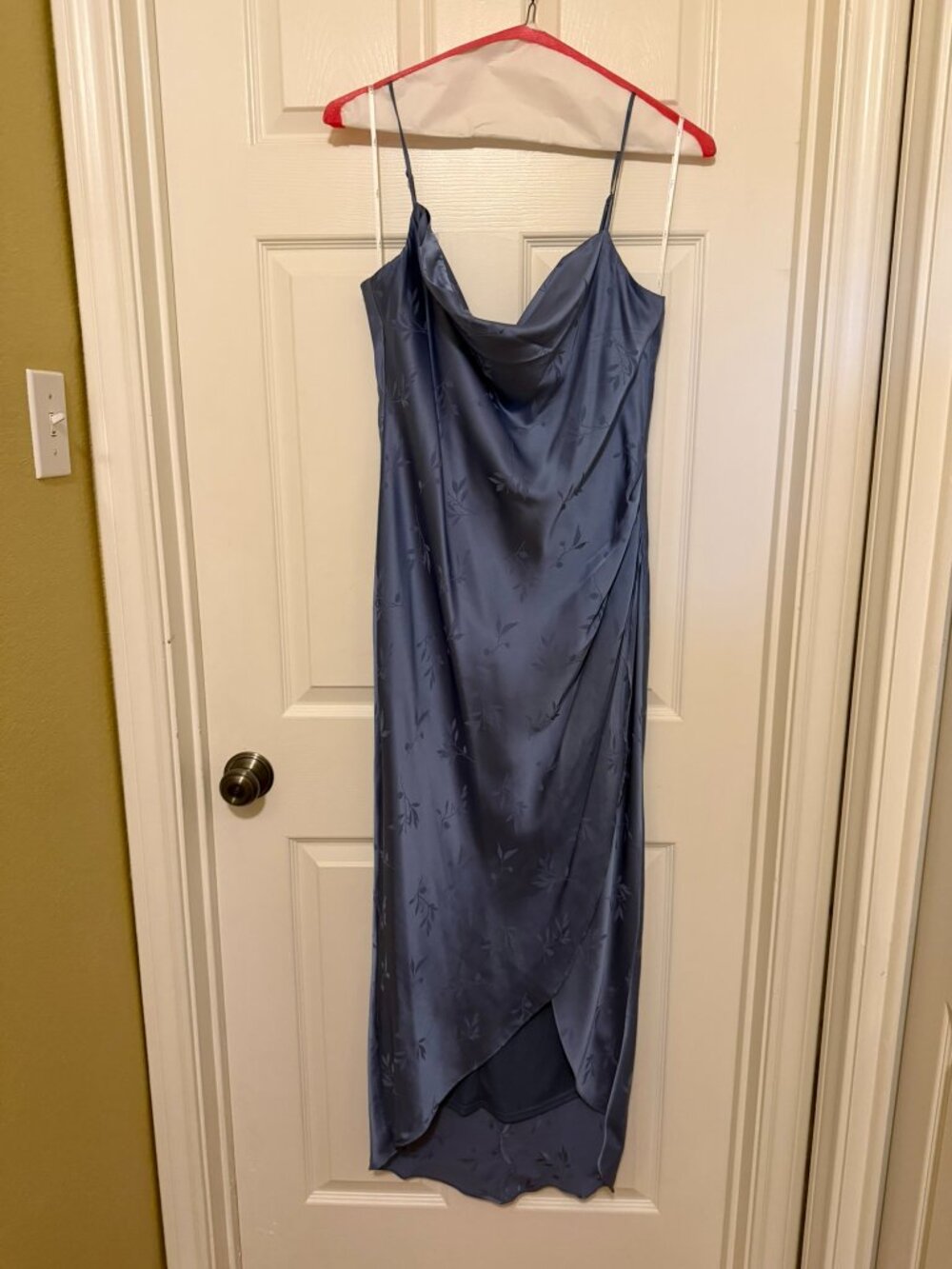 Lulus - Slate blue silky tulip hem dress - size L